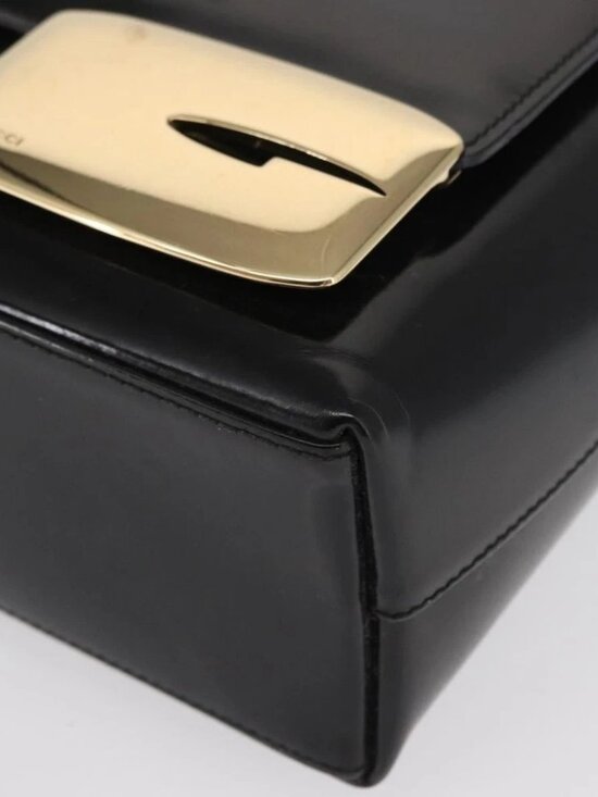 GUCCI Tote Bag Patent leather Black Gold Auth - Picture 7 of 16